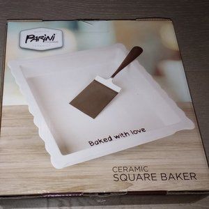 New Parini Rae Dunn Inspired White Ceramic Square Baker